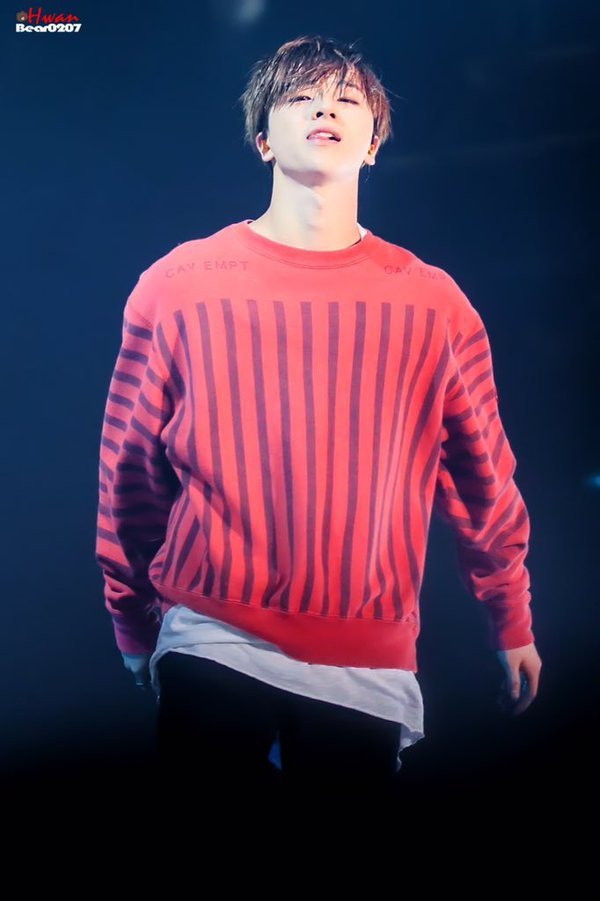 iKON ジナン [カットソー] CAVEMPT STRIPE PRINT CREW NECK カットソー